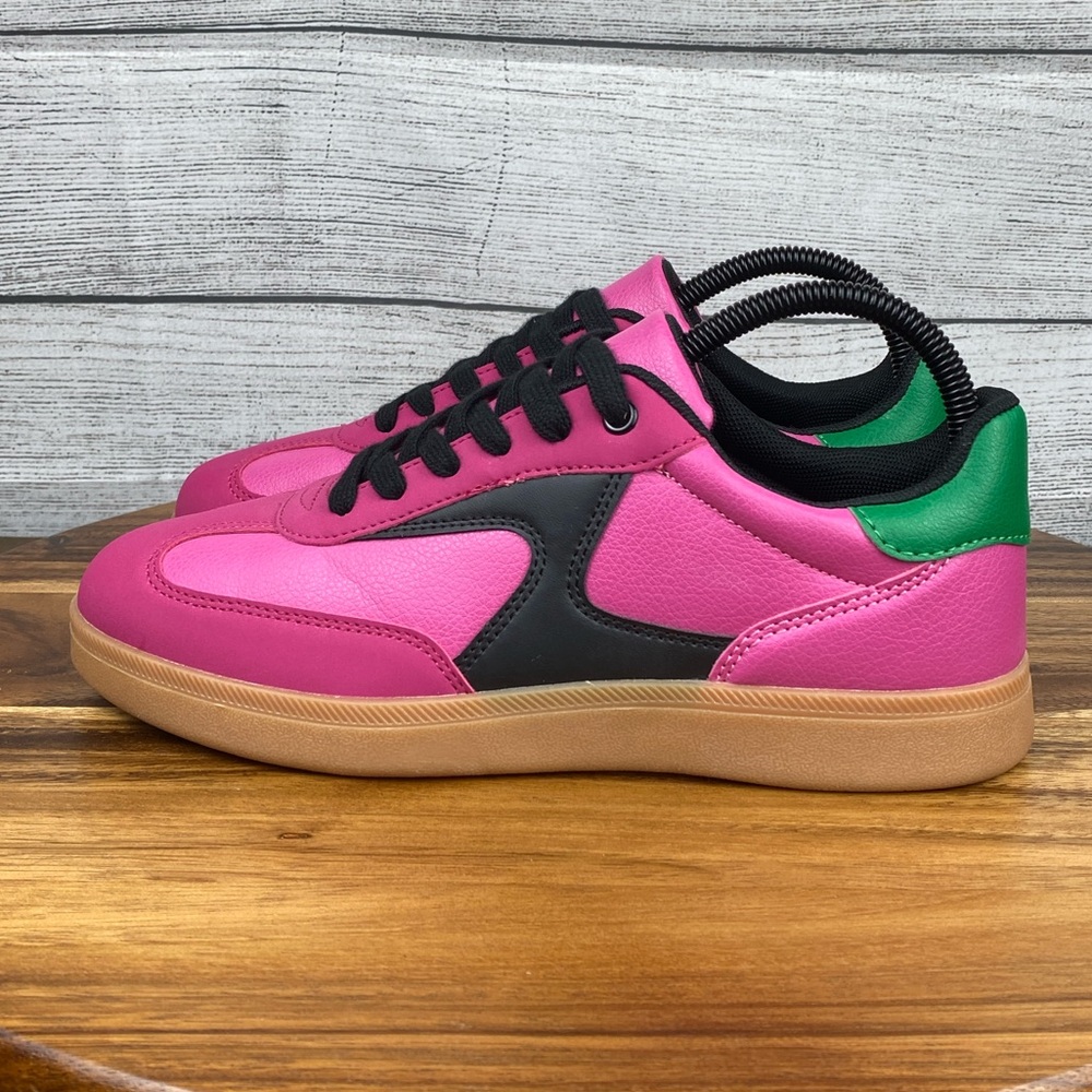 Nicole Miller Colorblock Low Top Sneaker Fuchsia Green Black Women’s Shoe Size 8